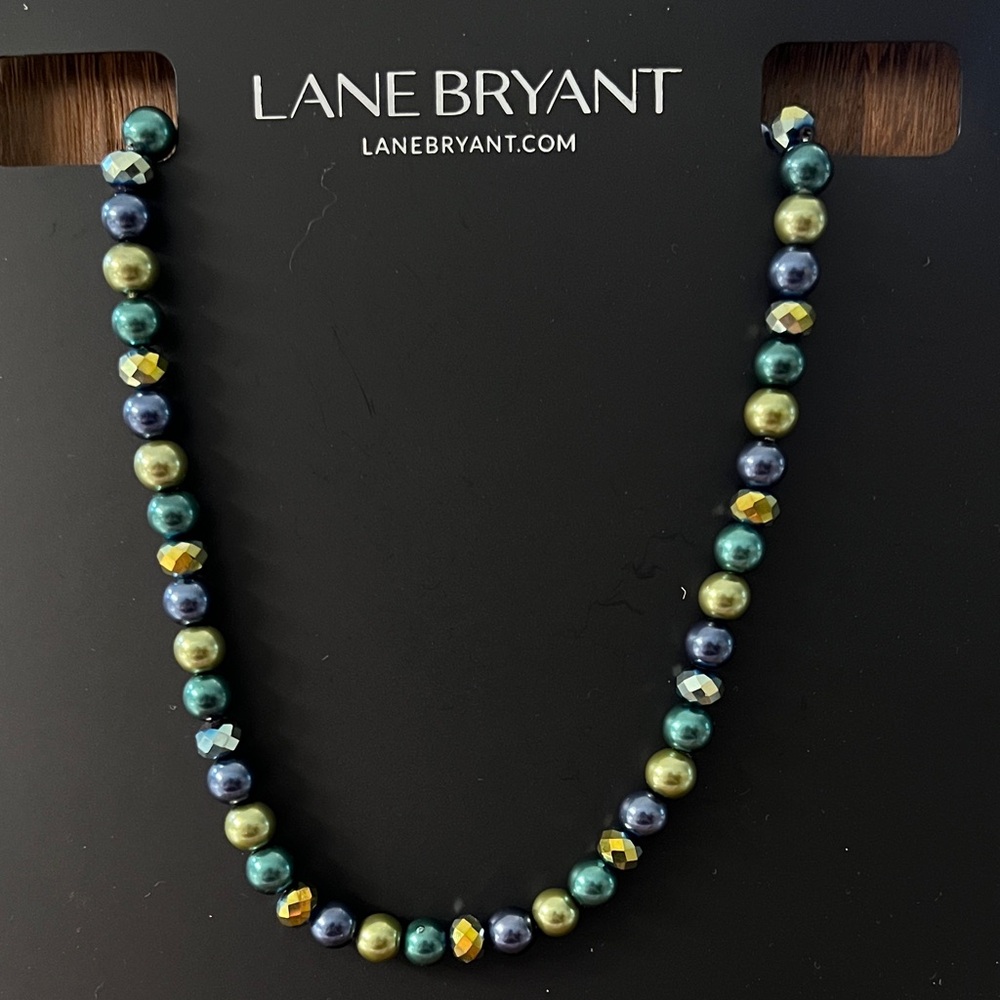 3/$18 Lane Bryant Blue and Gold Beaded Necklace